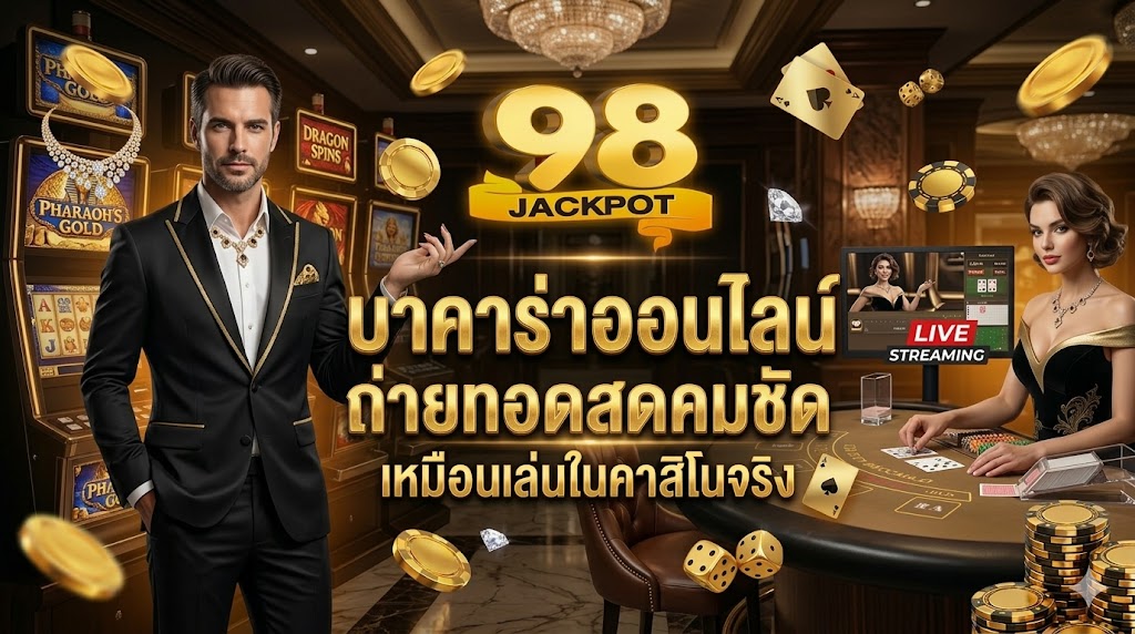 บาคาร่าออนไลน์บน 98jackpot ถ่ายทอดสดคมชัด เหมือนเล่นในคาสิโนจริง